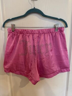 Juicy Couture Satin Pink Elastic Waist Shorts